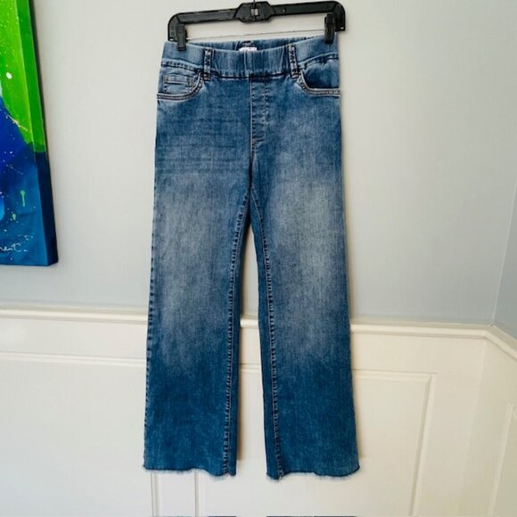 BEVY FLOG Amanda Denim Flare Wide Leg Pull on Jeans Raw Hem 26 - Picture 5 of 11